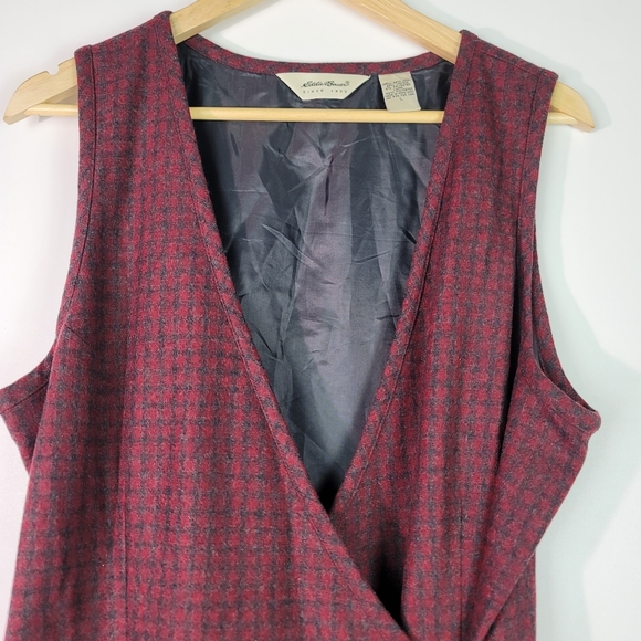 Eddie Bauer maroon plaid vintage wrap maxi dress with pockets Size large - Picture 2 of 14